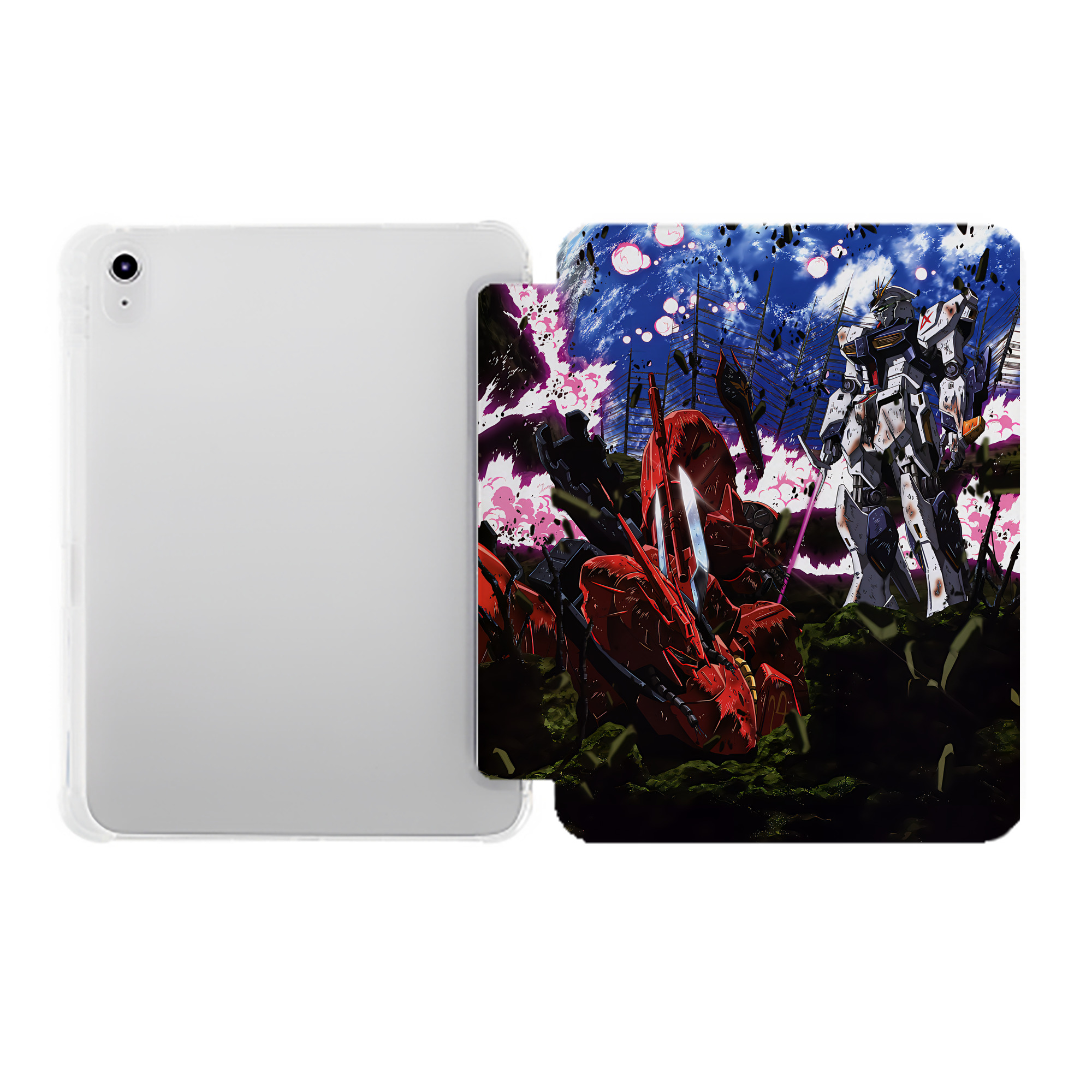 （画像用） 機動戦士ガンダム Mobile Suit Gundam IPad ケース ペン収納付き 三つ折りスタンド PUレザー×シリコン 対応機種9.5/10.5/10.9インチ